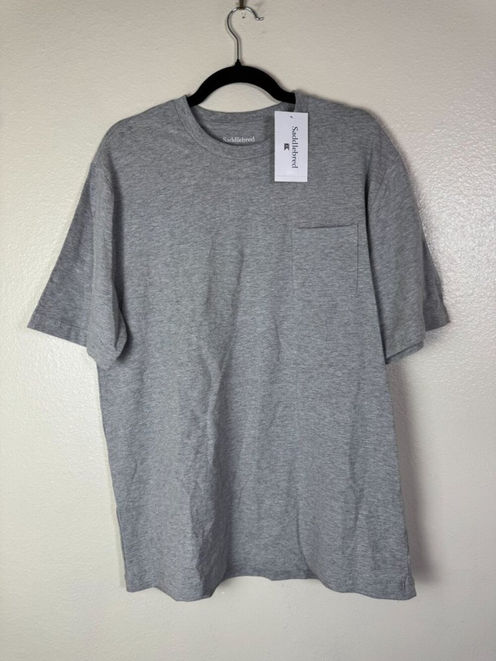NEW Saddlebred Gray Crew Neck Short Sleeve Pocket T-Shirt Medium Cotton Blend